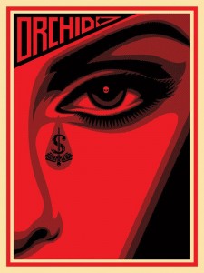 Cover of Dark Horse Comics' Orchid #1, written by Tom Morello. Cover by Shepard Fairey