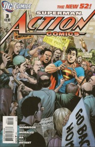 Cover to Action Comics #3, written by Grant Morrison and drawn by Rags Morales